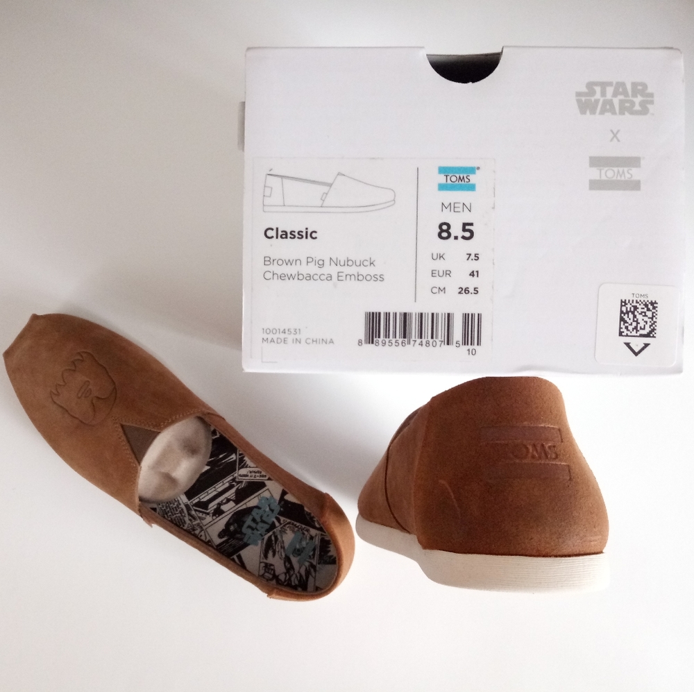 Toms Men Brown Chewbacca Emboss loafers Sz 8.5